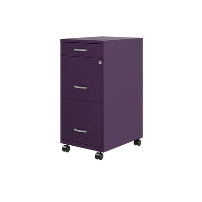 Armoire à dossiers métallique Space Solutions à 3 tiroirs, profondeur de 18 pouces