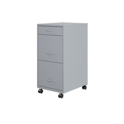 Armoire à dossiers métallique Space Solutions à 3 tiroirs, profondeur de 18 pouces