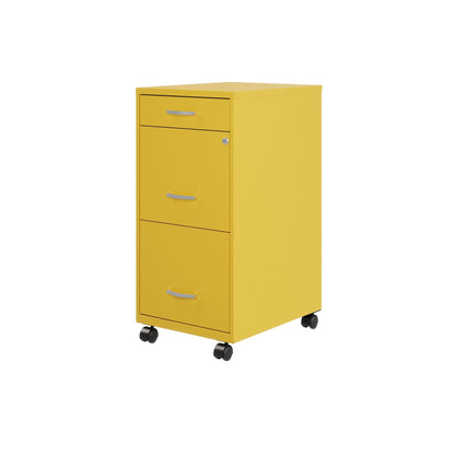 Armoire à dossiers métallique Space Solutions à 3 tiroirs, profondeur de 18 pouces