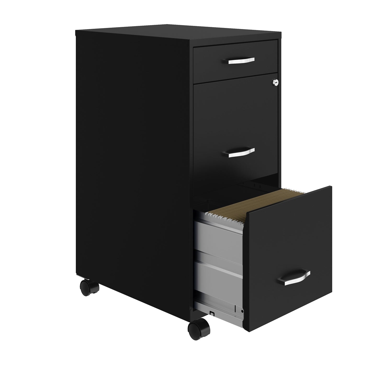 Armoire à dossiers métallique Space Solutions à 3 tiroirs, profondeur de 18 pouces