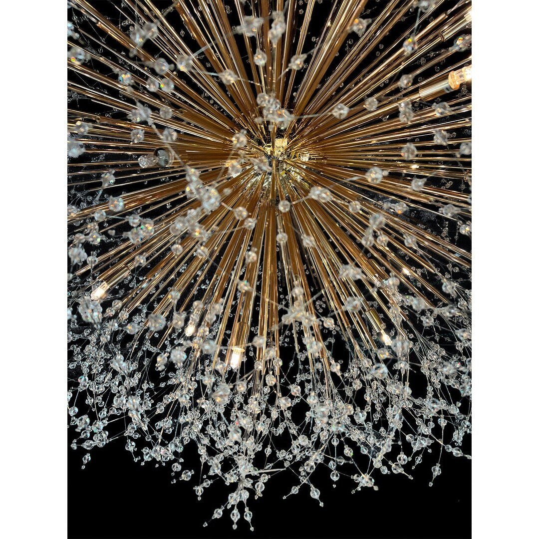 Luminaire à suspension en cristal à motif d'étoile, 47 pouces de large
