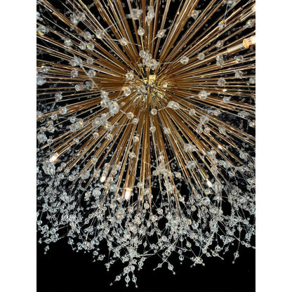 Luminaire à suspension en cristal à motif d'étoile, 47 pouces de large