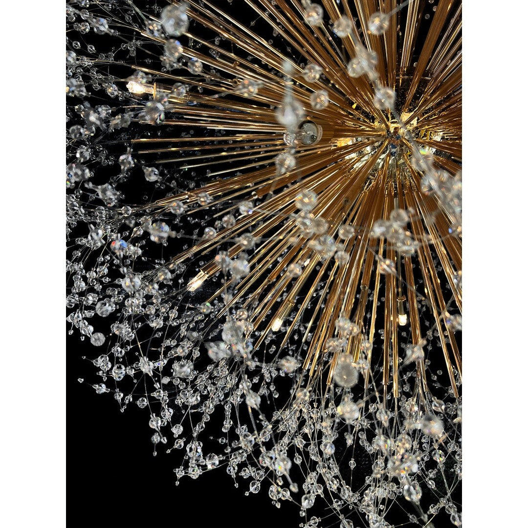 Luminaire à suspension en cristal à motif d'étoile, 47 pouces de large