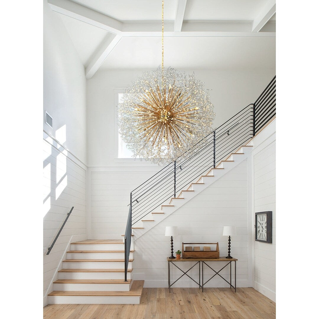 Luminaire à suspension en cristal à motif d'étoile, 47 pouces de large