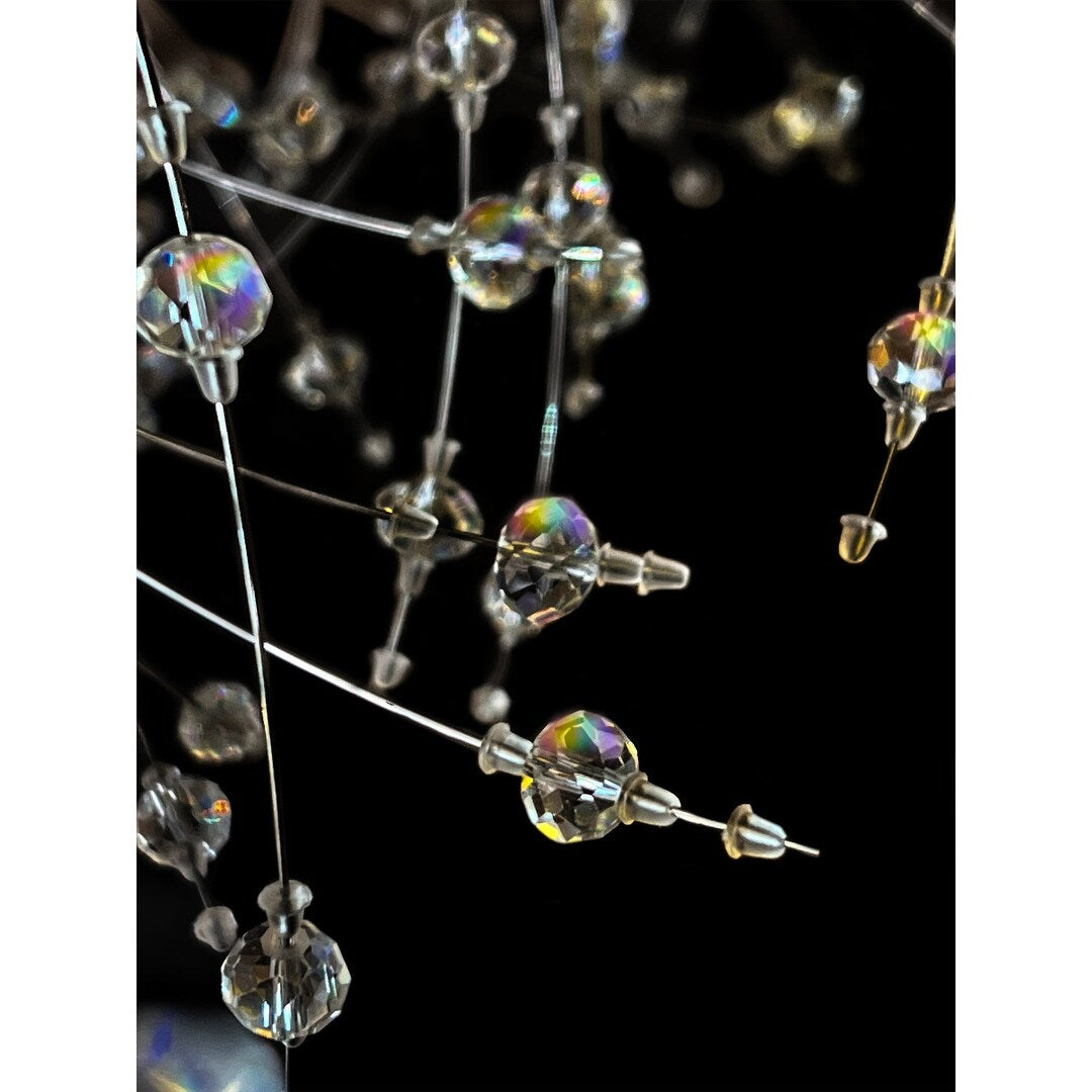 Luminaire à suspension en cristal à motif d'étoile, 47 pouces de large
