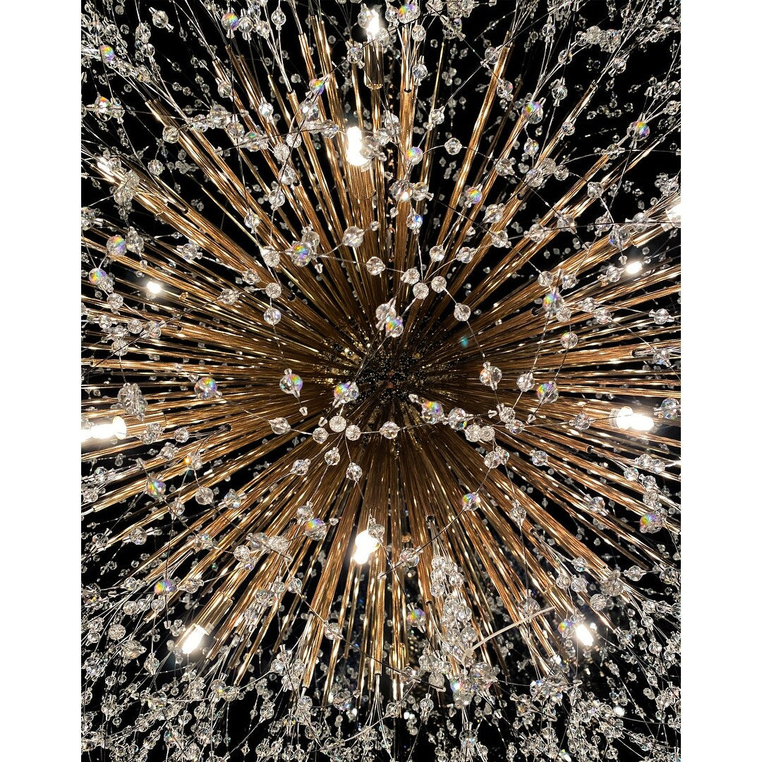 Luminaire à suspension en cristal à motif d'étoile, 47 pouces de large