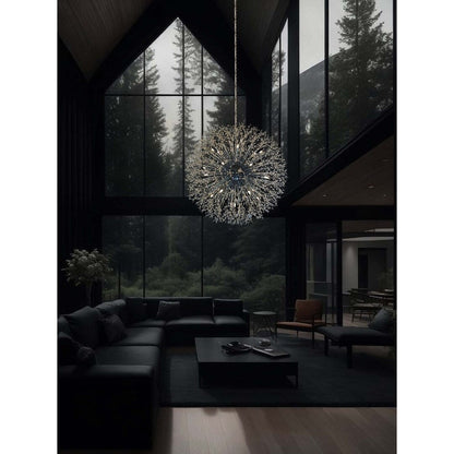 Luminaire à suspension en cristal à motif d'étoile, 47 pouces de large