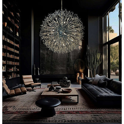 Luminaire à suspension en cristal à motif d'étoile, 47 pouces de large