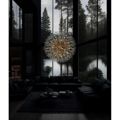 Luminaire à suspension en cristal à motif d'étoile, 47 pouces de large