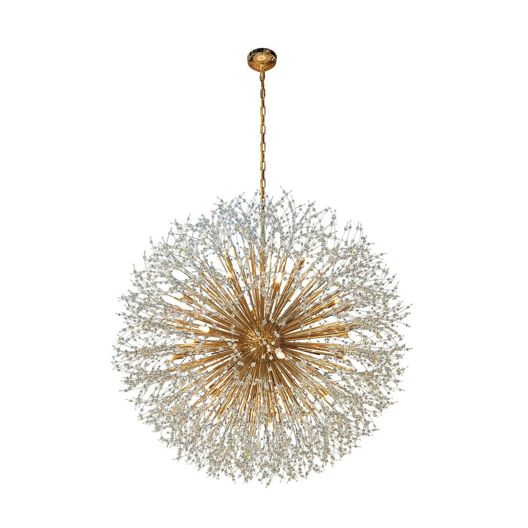 Luminaire à suspension en cristal à motif d'étoile, 47 pouces de large