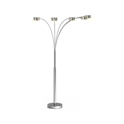 Lampadaire à 5 lumières à arche en acier brossé Charlie de Strick &amp; Bolton
