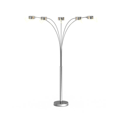 Lampadaire à 5 lumières à arche en acier brossé Charlie de Strick &amp; Bolton