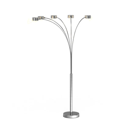 Lampadaire à 5 lumières à arche en acier brossé Charlie de Strick &amp; Bolton