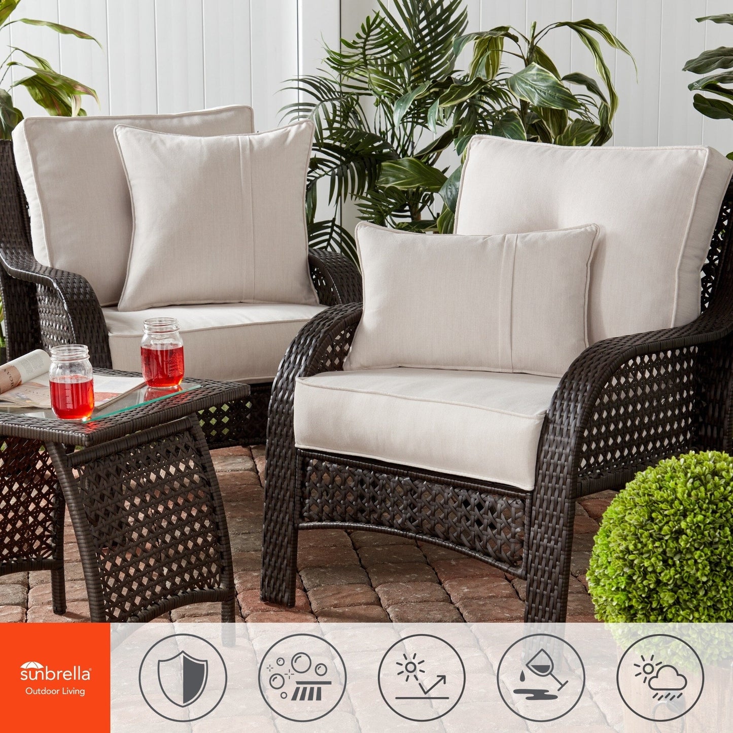 Ensemble de coussins d'extérieur Sunbrella Premium pour assise profonde, 2 pièces