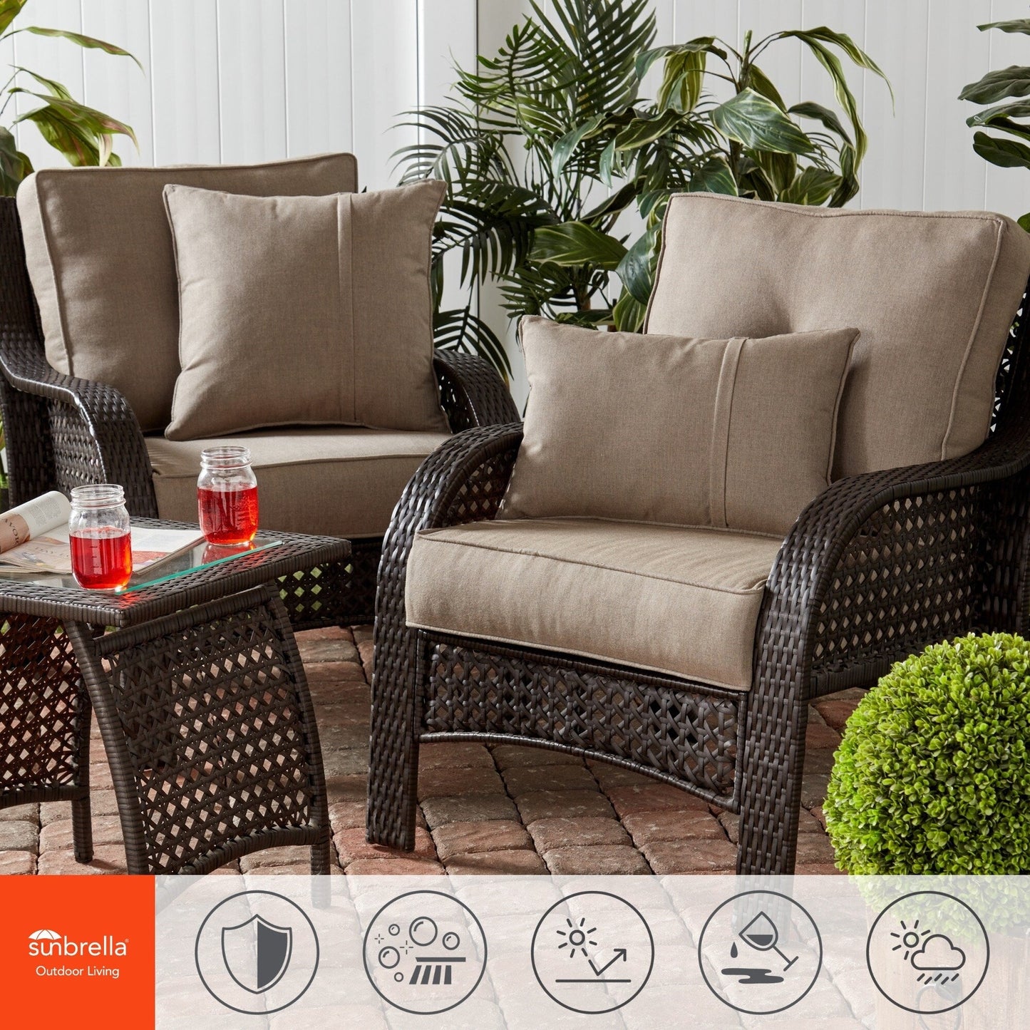 Ensemble de coussins d'extérieur Sunbrella Premium pour assise profonde, 2 pièces