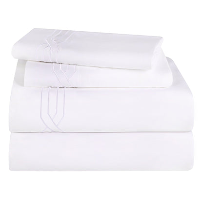 Jeu de draps uni en coton égyptien supérieur, 1200 fils, respectueux de l'environnement.