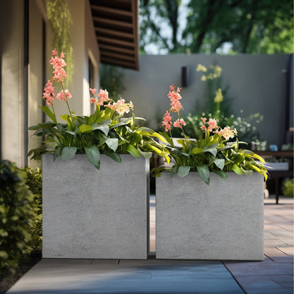 Grandes jardineries rectangulaires en béton / Grandes jardineries pour fleurs, pour intérieur et extérieur