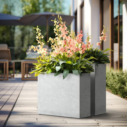 Grandes jardineries rectangulaires en béton / Grandes jardineries pour fleurs, pour intérieur et extérieur