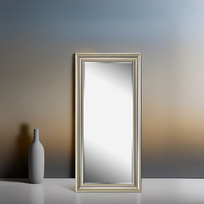 Grand miroir, miroir pleine taille, miroir rectangulaire surdimensionné, cadre en faux bois lisse, miroir mural suspendu.