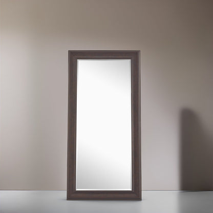 Grand miroir, miroir pleine taille, miroir rectangulaire surdimensionné, cadre en faux bois lisse, miroir mural suspendu.