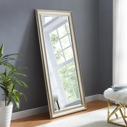 Grand miroir, miroir pleine taille, miroir rectangulaire surdimensionné, cadre en faux bois lisse, miroir mural suspendu.