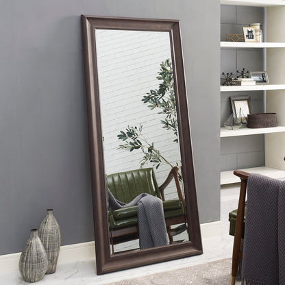 Grand miroir, miroir pleine taille, miroir rectangulaire surdimensionné, cadre en faux bois lisse, miroir mural suspendu.
