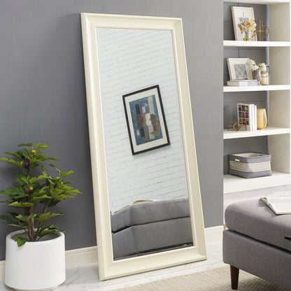 Grand miroir, miroir pleine taille, miroir rectangulaire surdimensionné, cadre en faux bois lisse, miroir mural suspendu.