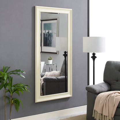 Grand miroir, miroir pleine taille, miroir rectangulaire surdimensionné, cadre en faux bois lisse, miroir mural suspendu.
