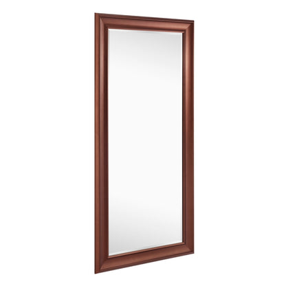 Grand miroir, miroir pleine taille, miroir rectangulaire surdimensionné, cadre en faux bois lisse, miroir mural suspendu.