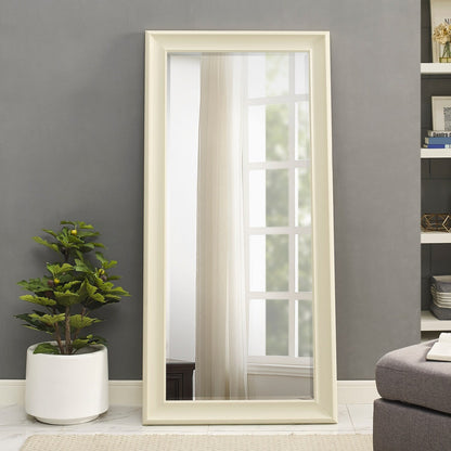 Grand miroir, miroir pleine taille, miroir rectangulaire surdimensionné, cadre en faux bois lisse, miroir mural suspendu.