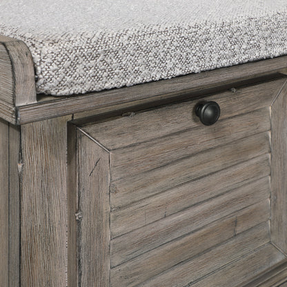 Le banc de rangement Arbakka gris de The Gray Barn