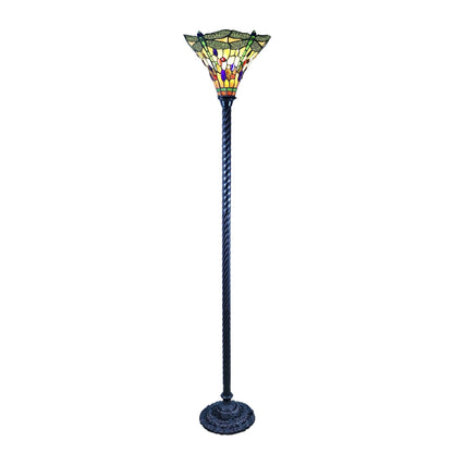 Lampe torchiere en forme de libellule, style Tiffany