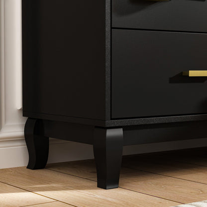 Commode double Timechee à 6 tiroirs, 120 cm de large, pieds en bois massif, laquée.