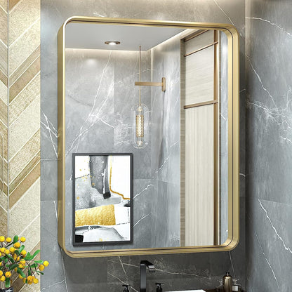 TokeShimi Miroir mural de salle de bain avec cadre métallique moderne