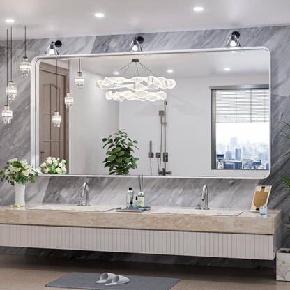 TokeShimi Miroir mural de salle de bain avec cadre métallique moderne