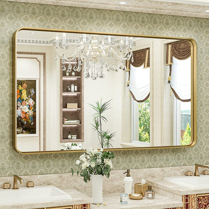 TokeShimi Miroir mural de salle de bain avec cadre métallique moderne