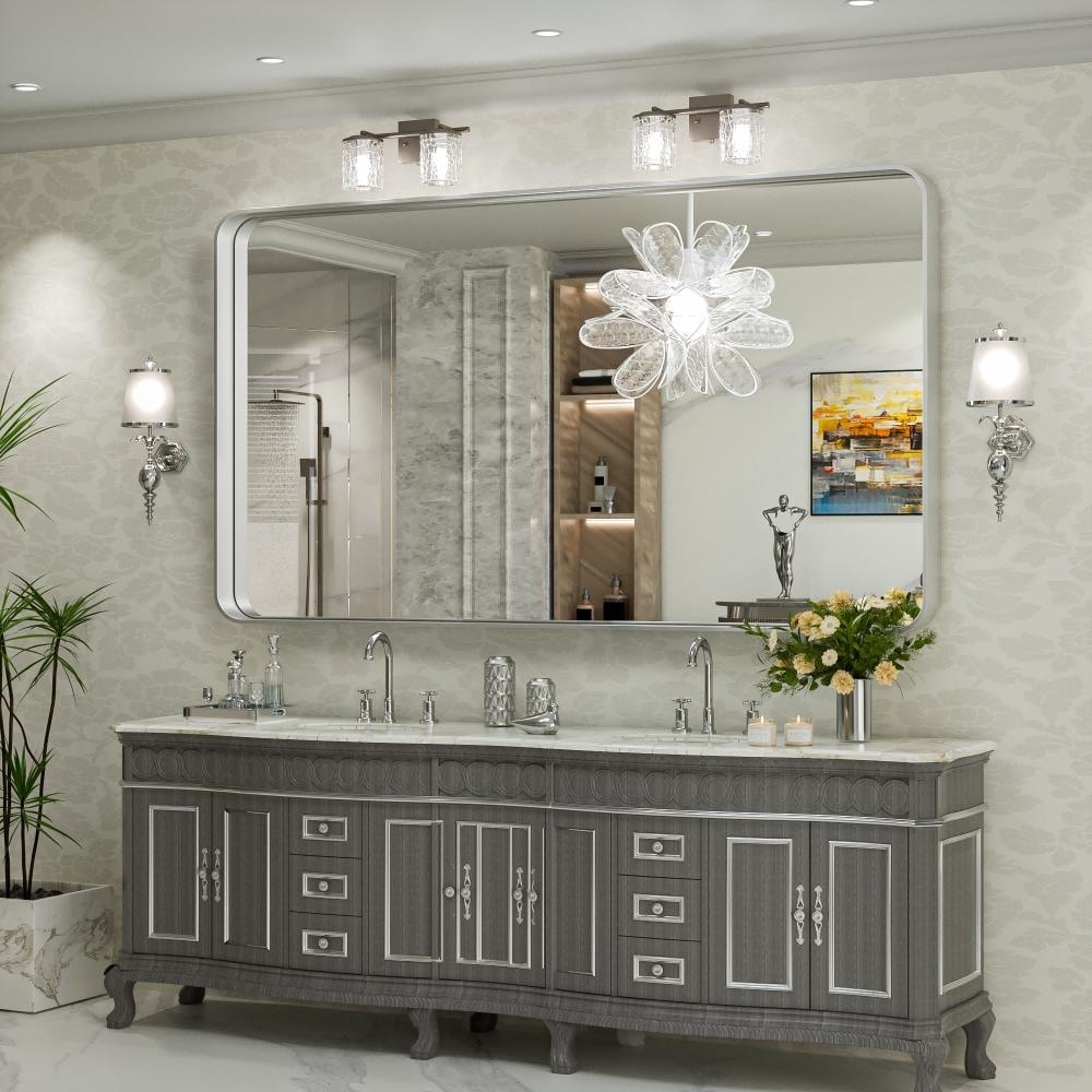 TokeShimi Miroir mural de salle de bain avec cadre métallique moderne