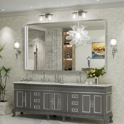 TokeShimi Miroir mural de salle de bain avec cadre métallique moderne