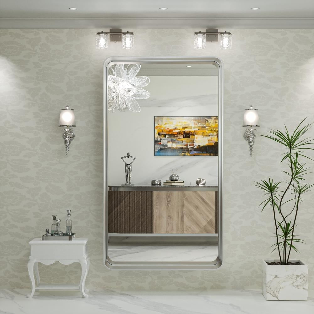 TokeShimi Miroir mural de salle de bain avec cadre métallique moderne