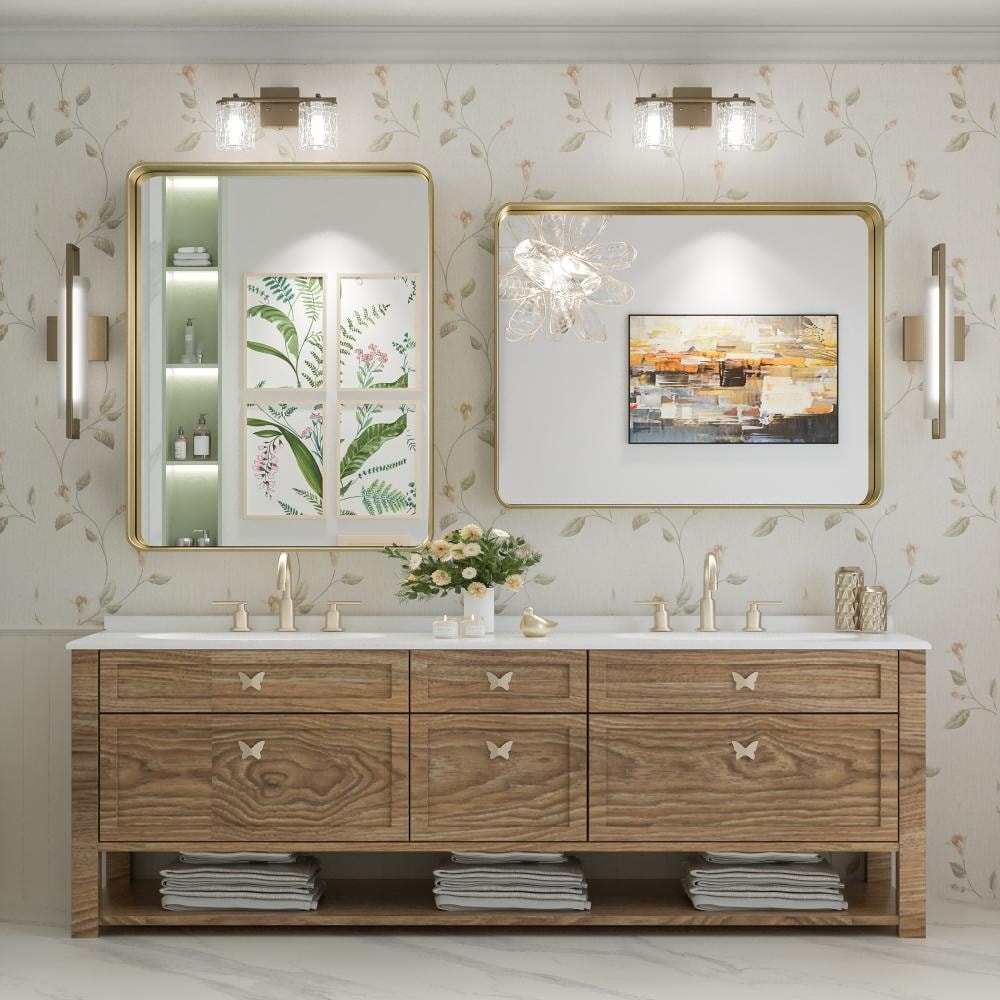 TokeShimi Miroir mural de salle de bain avec cadre métallique moderne