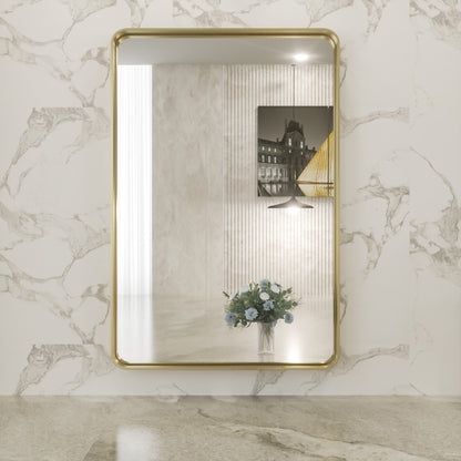 TokeShimi Miroir mural de salle de bain avec cadre métallique moderne