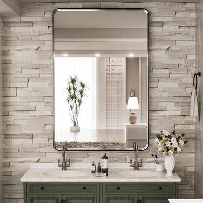 TokeShimi Miroir mural de salle de bain avec cadre métallique moderne