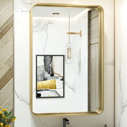 TokeShimi Miroir mural de salle de bain avec cadre métallique moderne