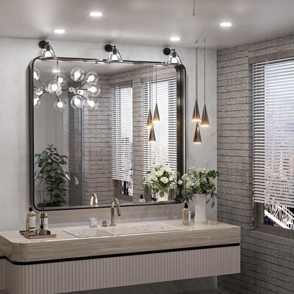 TokeShimi Miroir mural de salle de bain avec cadre métallique moderne