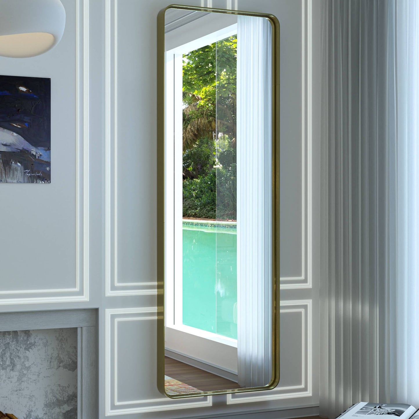 TokeShimi Miroir mural de salle de bain avec cadre métallique moderne