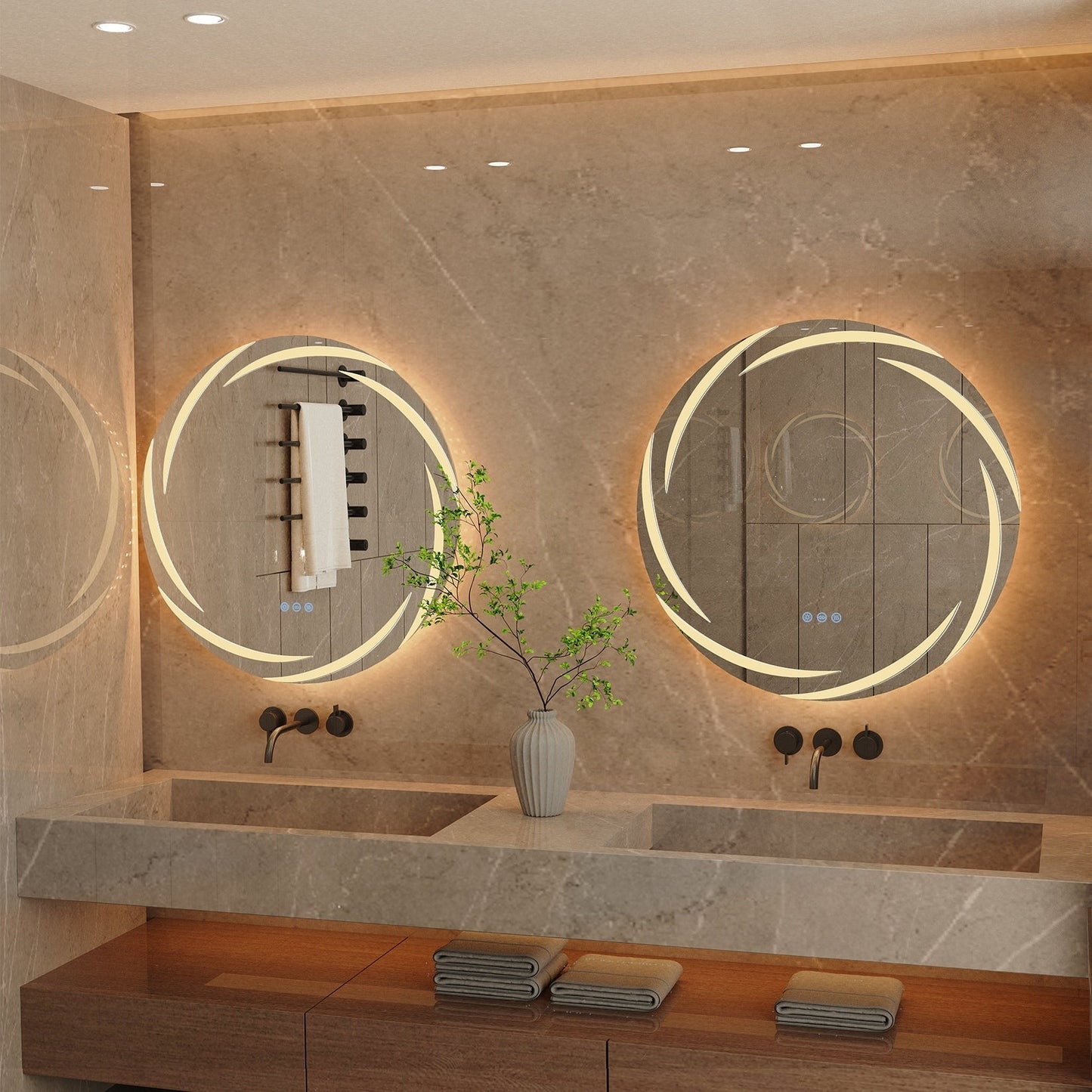 Grand miroir de salle de bain à éclairage LED unique, rétroéclairé, sans scintillement