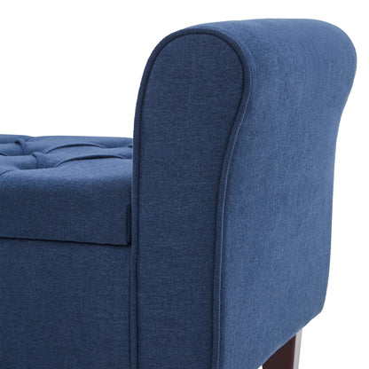 Banc de rangement capitonné, banc avec accoudoirs, banc d'entrée avec couvercle à rabat, 50,4 pouces.