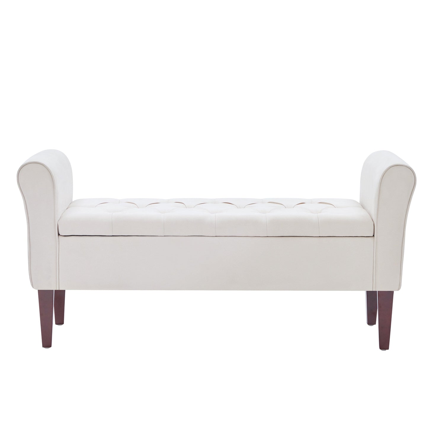 Banc de rangement capitonné, banc avec accoudoirs, banc d'entrée avec couvercle à rabat, 50,4 pouces.