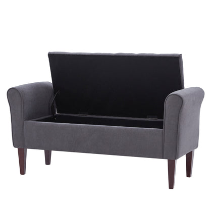 Banc de rangement capitonné, banc avec accoudoirs, banc d'entrée avec couvercle à rabat, 50,4 pouces.