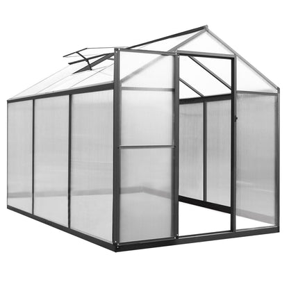 VEIKOUS Kit de serre de jardin à entrée latérale en aluminium avec fenêtre de toit réglable et porte verrouillable, gris.